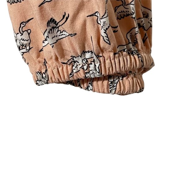 Ann Taylor Factory Womens Peach Bird Print Button-Front Long Sleeve Blouse M - Picture 3 of 7